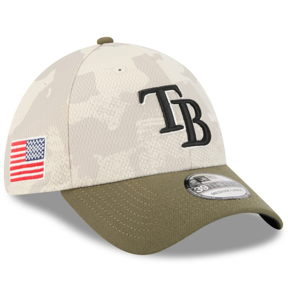 Tampa Bay Rays 2025 Armed Forces Day 39THIRTY Flex Hat Light Beige/Olive