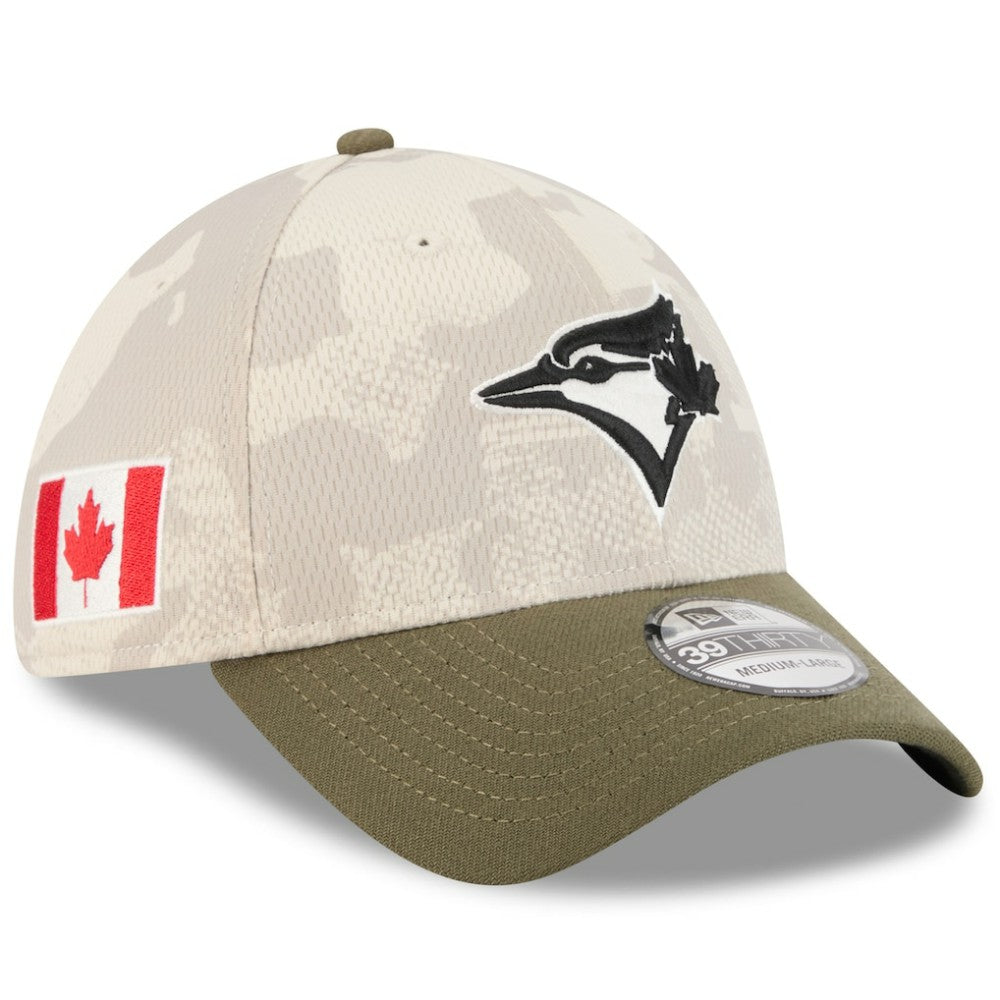 Toronto Blue Jays 2025 Armed Forces Day 39THIRTY Flex Hat Light Beige/Olive