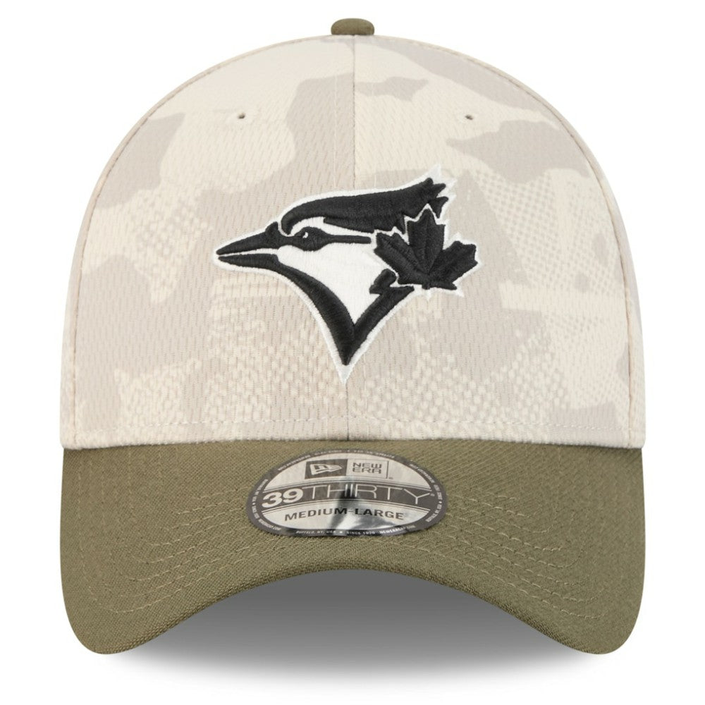 Toronto Blue Jays 2025 Armed Forces Day 39THIRTY Flex Hat Light Beige/Olive