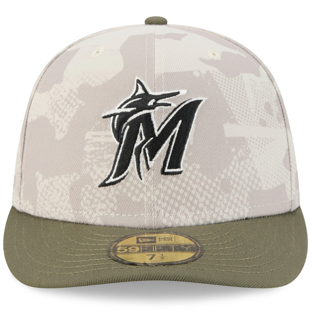 Miami Marlins 2025 Armed Forces Day 59FIFTY Fitted Hat Light Beige/Olive