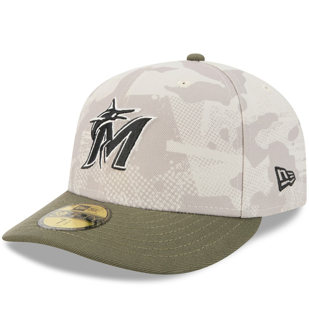 Miami Marlins 2025 Armed Forces Day 59FIFTY Fitted Hat Light Beige/Olive