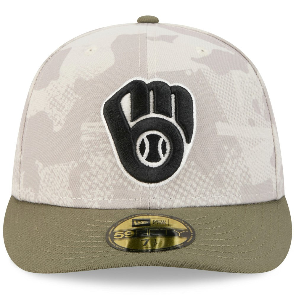 Milwaukee Brewers 2025 Armed Forces Day 59FIFTY Fitted Hat Light Beige/Olive