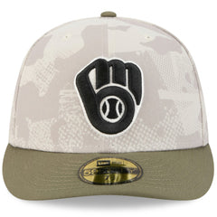 Milwaukee Brewers 2025 Armed Forces Day 59FIFTY Fitted Hat Light Beige/Olive