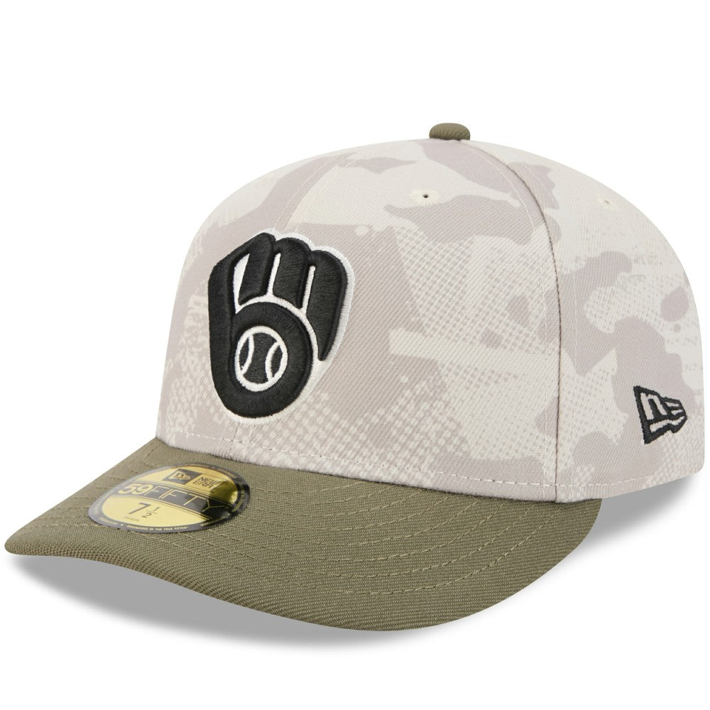 Milwaukee Brewers 2025 Armed Forces Day 59FIFTY Fitted Hat Light Beige/Olive