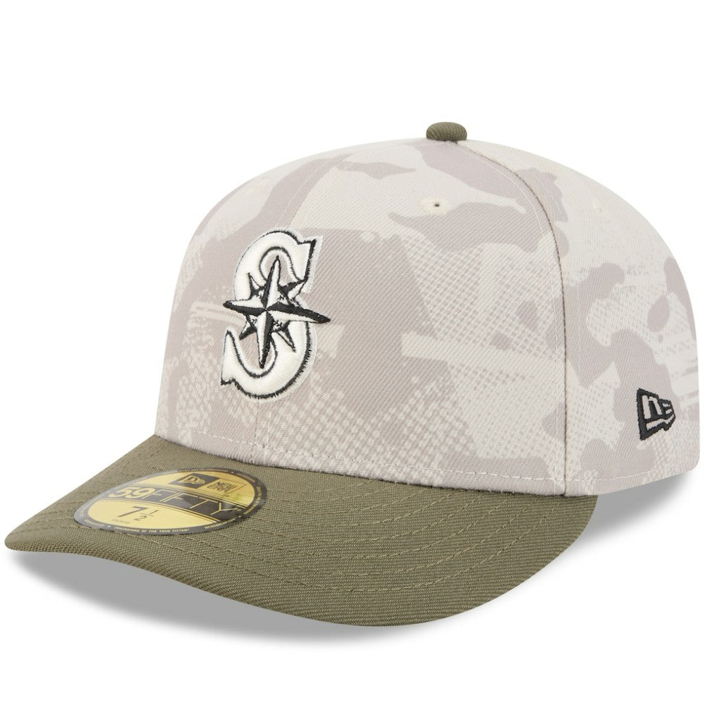 Seattle Mariners 2025 Armed Forces Day 59FIFTY Fitted Hat Light Beige/Olive