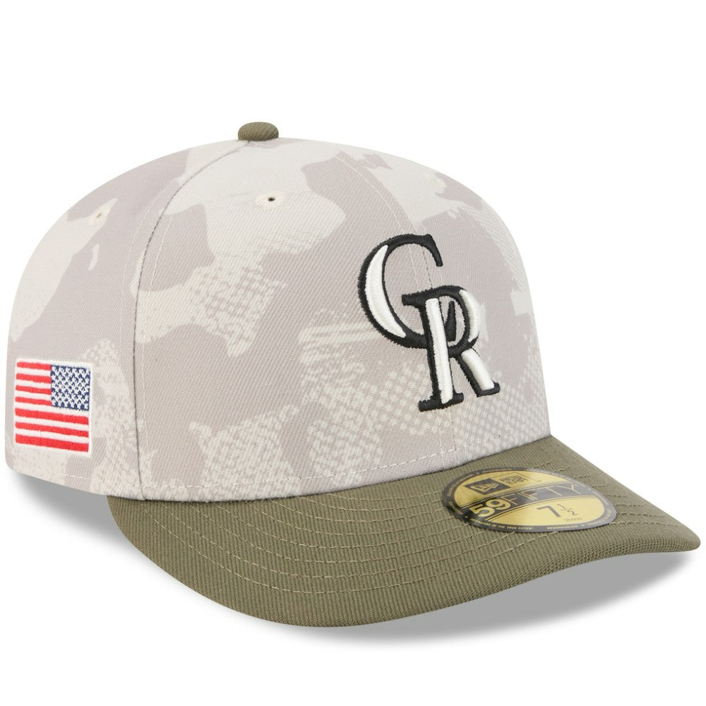 Colorado Rockies 2025 Armed Forces Day 59FIFTY Fitted Hat Light Beige/Olive