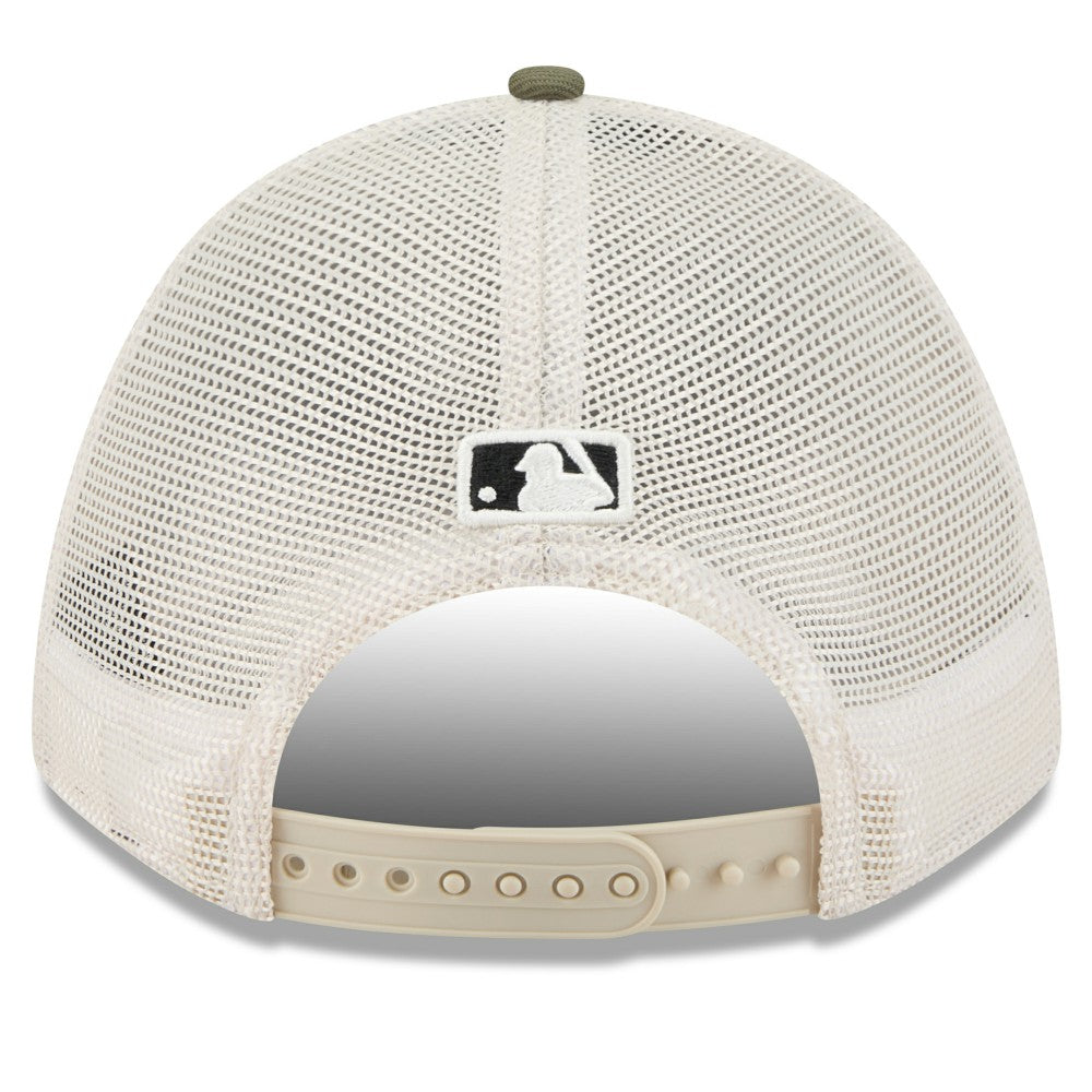 Miami Marlins 2025 Armed Forces Day 9FORTY M-Crown A-Frame Adjustable Hat Light Beige/Olive