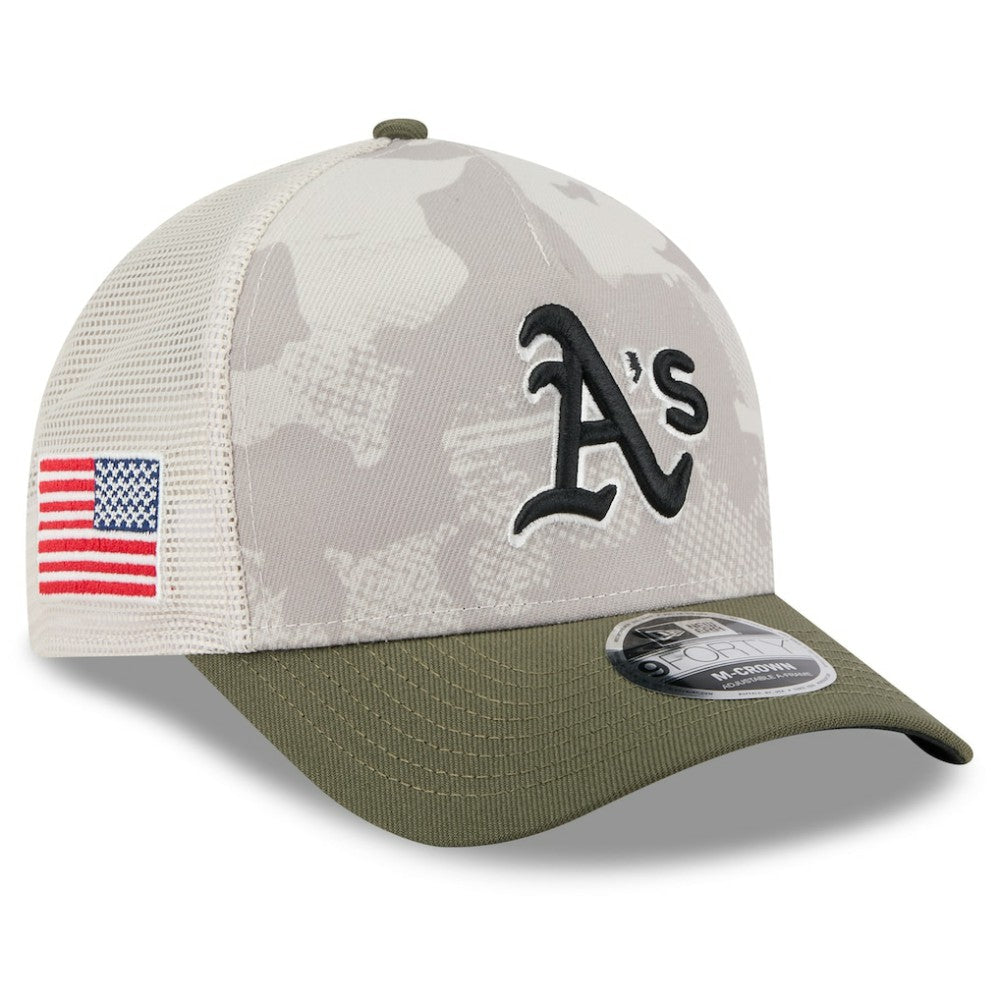 Athletics 2025 Armed Forces Day 9FORTY M-Crown A-Frame Adjustable Hat Light Beige/Olive