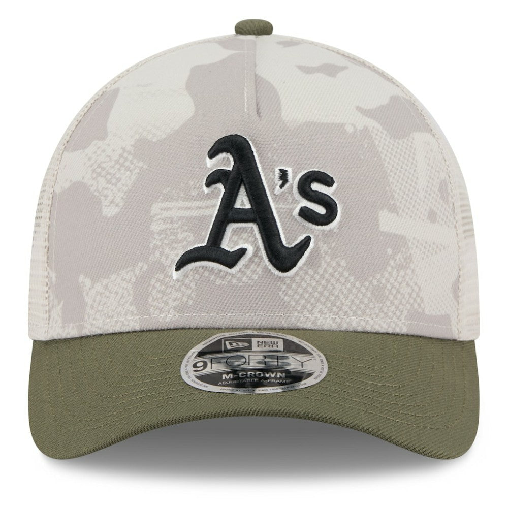 Athletics 2025 Armed Forces Day 9FORTY M-Crown A-Frame Adjustable Hat Light Beige/Olive