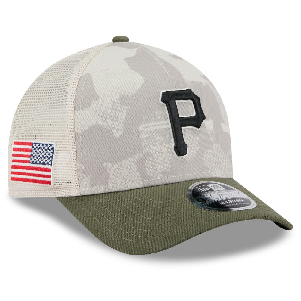 Pittsburgh Pirates 2025 Armed Forces Day 9FORTY M-Crown A-Frame Adjustable Hat Light Beige/Olive