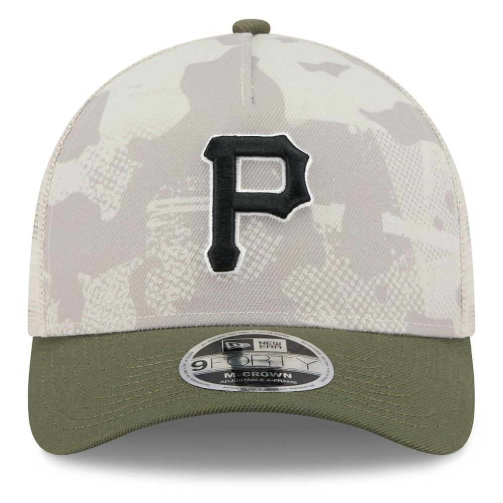 Pittsburgh Pirates 2025 Armed Forces Day 9FORTY M-Crown A-Frame Adjustable Hat Light Beige/Olive