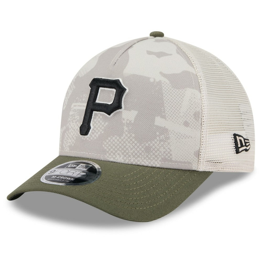Pittsburgh Pirates 2025 Armed Forces Day 9FORTY M-Crown A-Frame Adjustable Hat Light Beige/Olive
