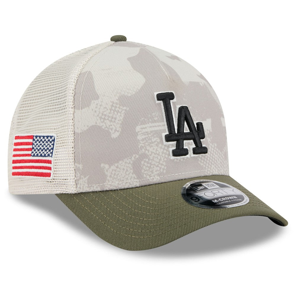 Los Angeles Dodgers 2025 Armed Forces Day 9FORTY M-Crown A-Frame Adjustable Hat Light Beige/Olive