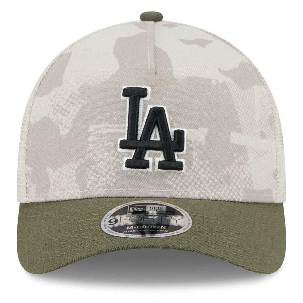 Los Angeles Dodgers 2025 Armed Forces Day 9FORTY M-Crown A-Frame Adjustable Hat Light Beige/Olive