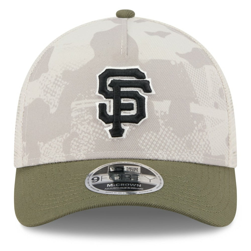 San Francisco Giants 2025 Armed Forces Day 9FORTY M-Crown A-Frame Adjustable Hat Light Beige/Olive