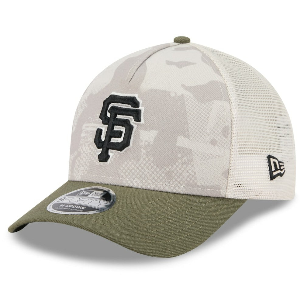 San Francisco Giants 2025 Armed Forces Day 9FORTY M-Crown A-Frame Adjustable Hat Light Beige/Olive