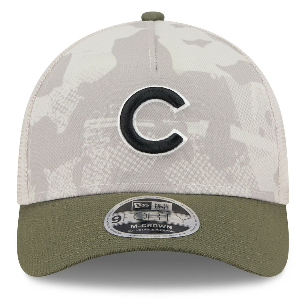 Chicago Cubs 2025 Armed Forces Day 9FORTY M-Crown A-Frame Adjustable Hat Light Beige/Olive