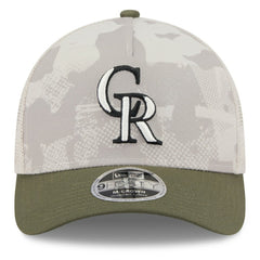 Colorado Rockies 2025 Armed Forces Day 9FORTY M-Crown A-Frame Adjustable Hat Light Beige/Olive