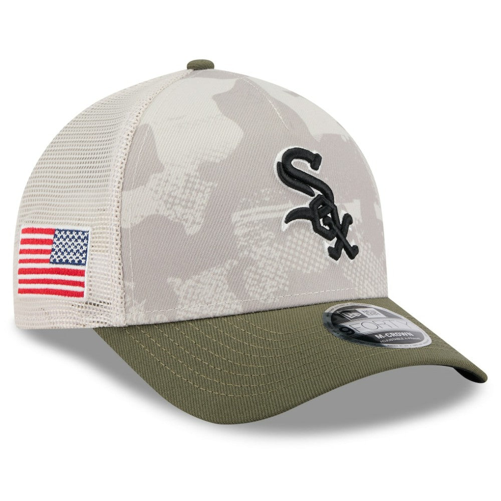 Chicago White Sox 2025 Armed Forces Day 9FORTY M-Crown A-Frame Adjustable Hat Light Beige/Olive