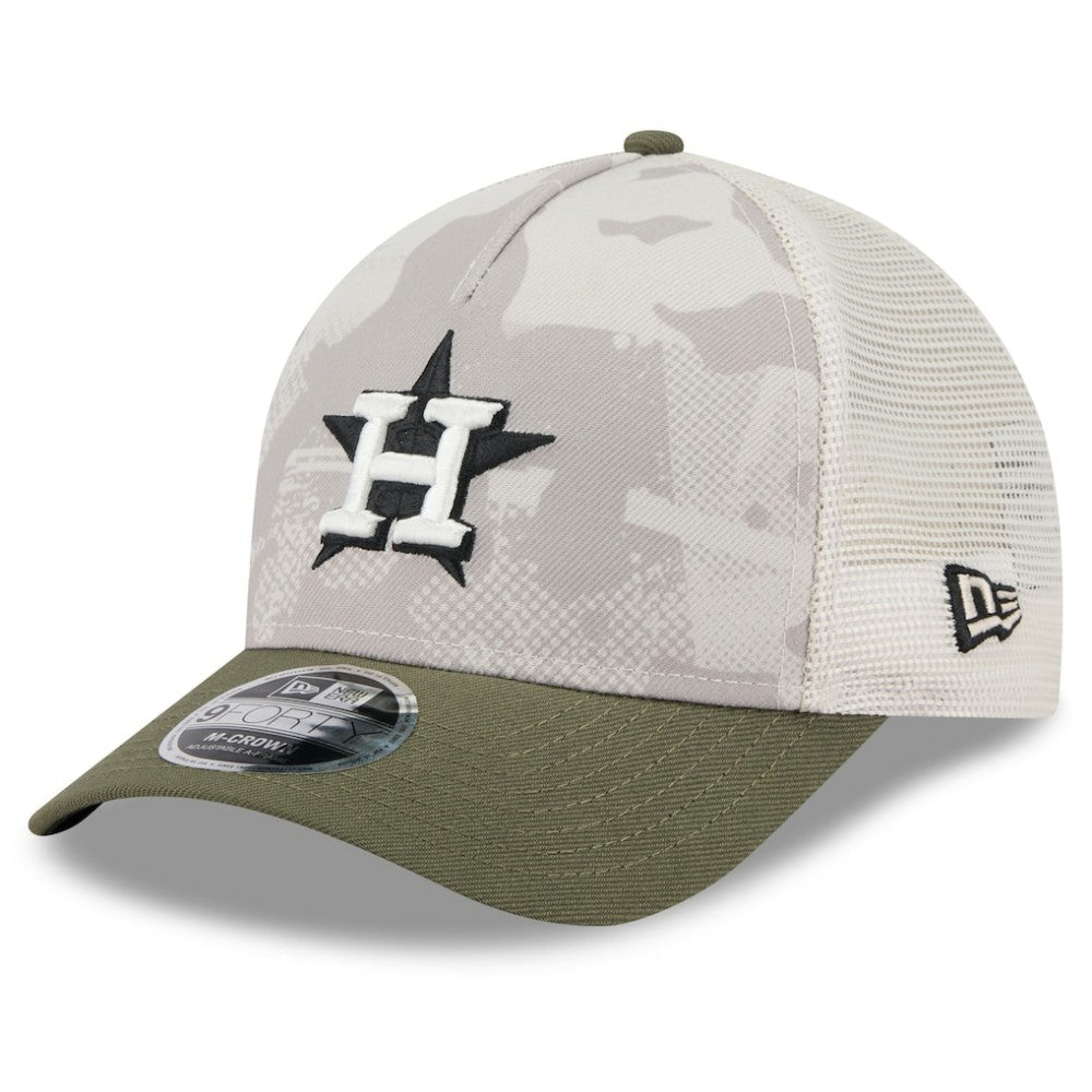 Houston Astros 2025 Armed Forces Day 9FORTY M-Crown A-Frame Adjustable Hat Light Beige/Olive
