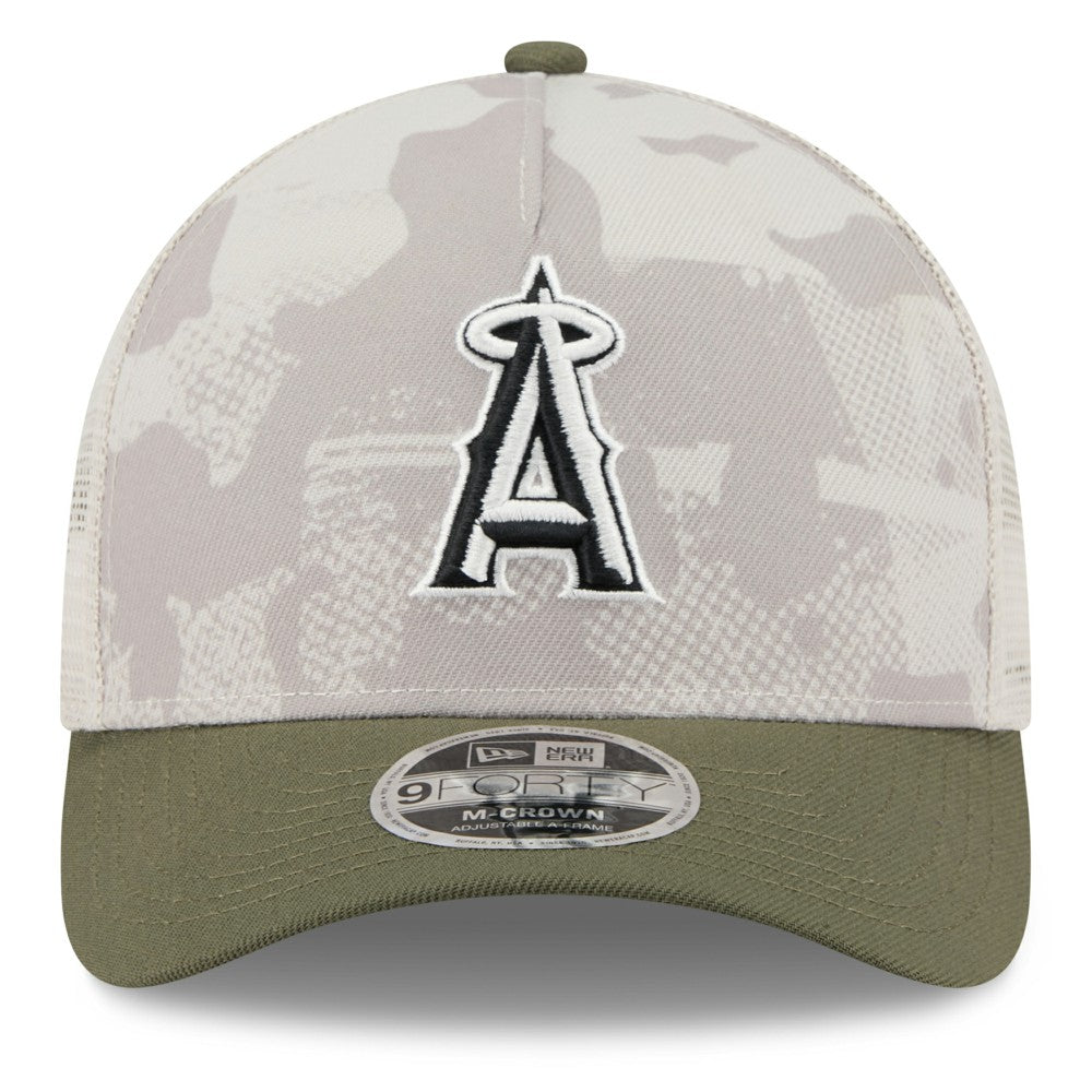 Los Angeles Angels 2025 Armed Forces Day 9FORTY M-Crown A-Frame Adjustable Hat Light Beige/Olive