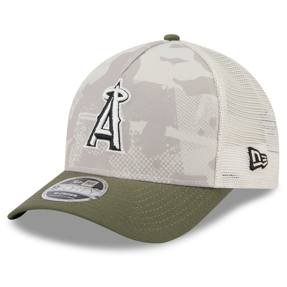 Los Angeles Angels 2025 Armed Forces Day 9FORTY M-Crown A-Frame Adjustable Hat Light Beige/Olive