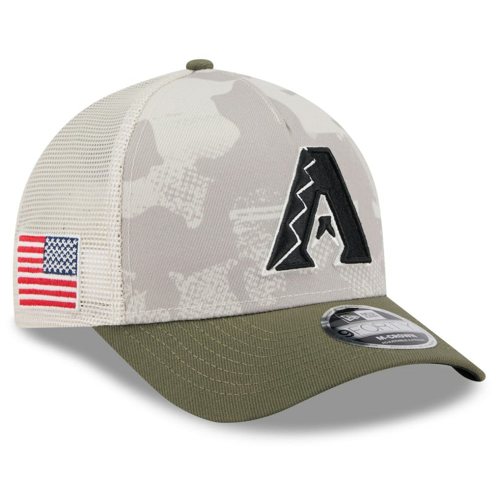 Arizona Diamondbacks 2025 Armed Forces Day 9FORTY M-Crown A-Frame Adjustable Hat Light Beige/Olive