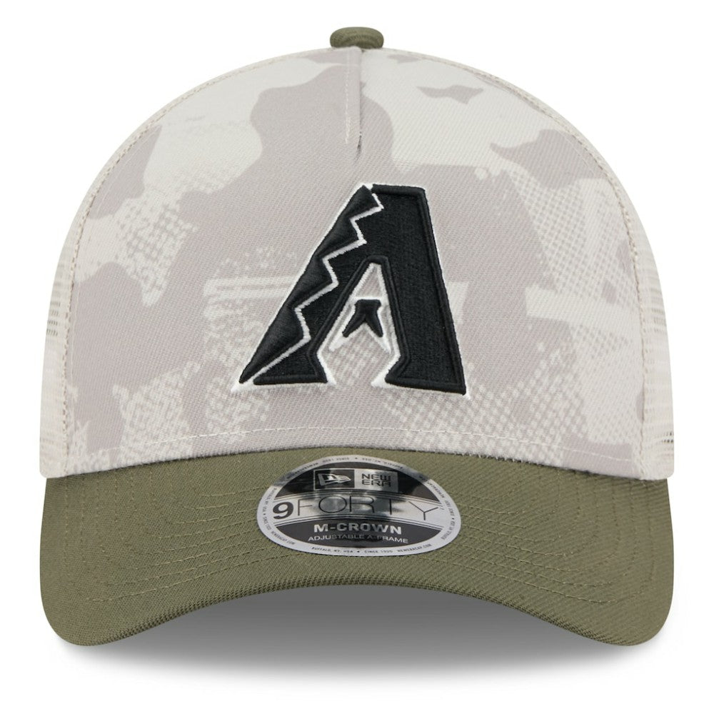 Arizona Diamondbacks 2025 Armed Forces Day 9FORTY M-Crown A-Frame Adjustable Hat Light Beige/Olive
