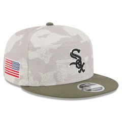 Chicago White Sox 2025 Armed Forces Day Split Panel 9FIFTY Snapback Hat Light Beige/Olive