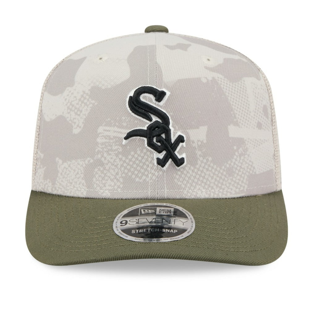 Chicago White Sox 2025 Armed Forces Day 9SEVENTY Stretch-Snap Hat Light Beige/Olive