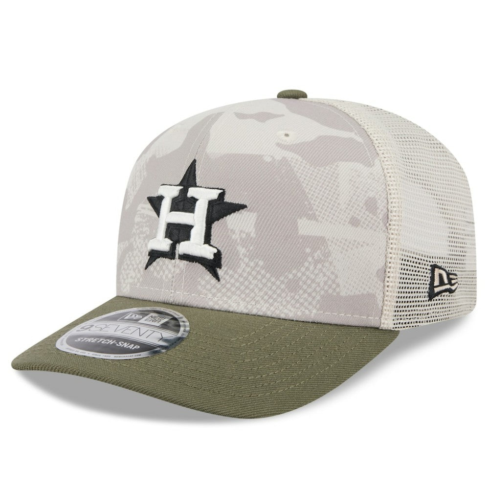Houston Astros 2025 Armed Forces Day 9SEVENTY Stretch-Snap Hat Light Beige/Olive