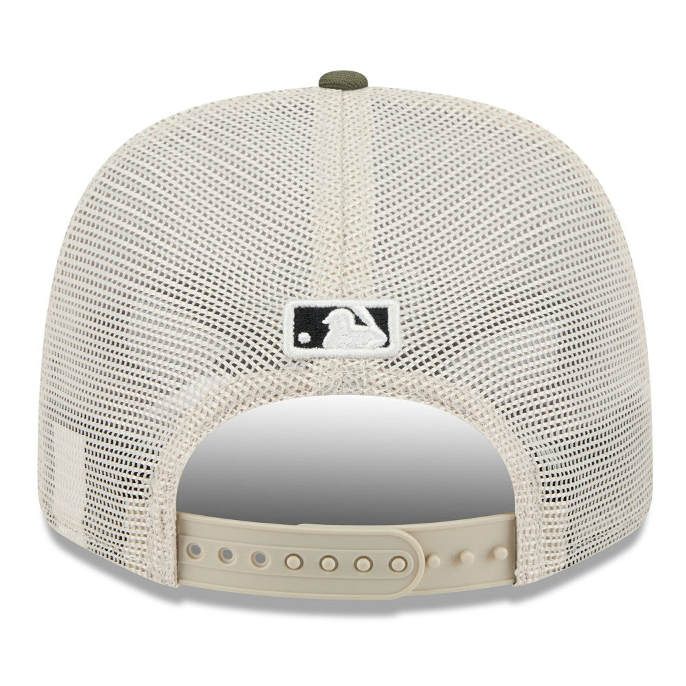 Miami Marlins 2025 Armed Forces Day 9SEVENTY Stretch-Snap Hat Light Beige/Olive