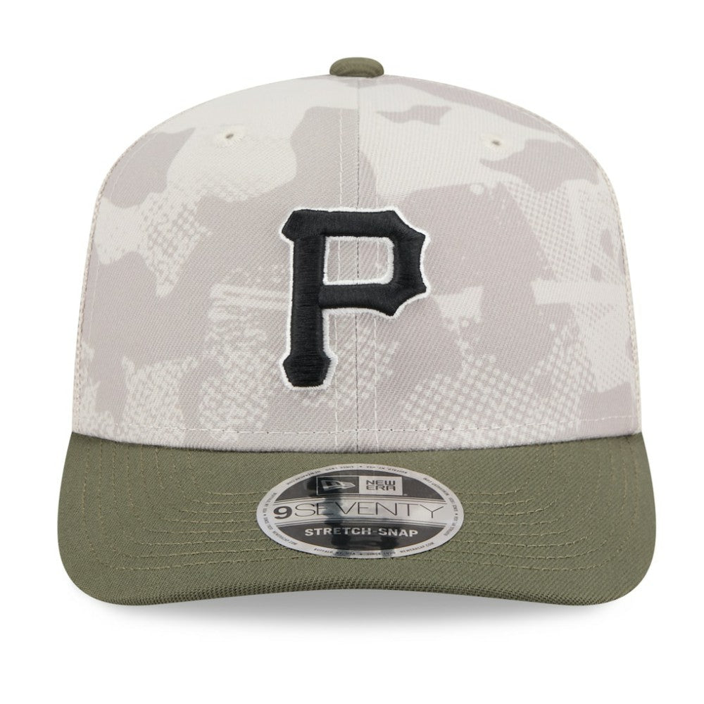Pittsburgh Pirates 2025 Armed Forces Day 9SEVENTY Stretch-Snap Hat Light Beige/Olive