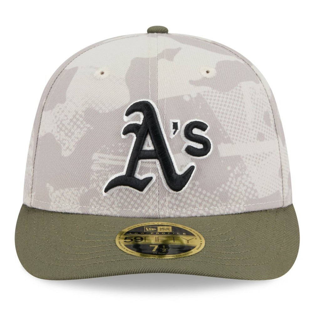 Athletics 2025 Armed Forces Day Low Profile 59FIFTY Fitted Hat Light Beige/Olive