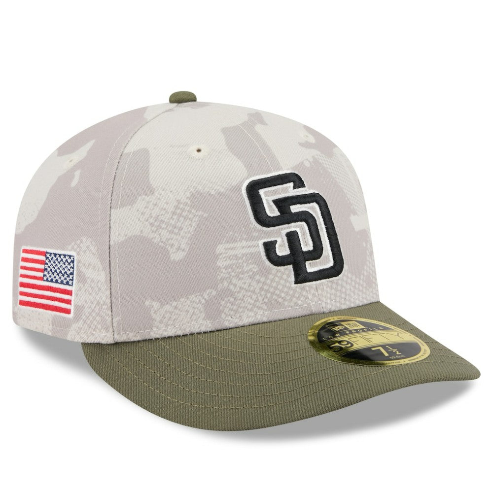 San Diego Padres 2025 Armed Forces Day Low Profile 59FIFTY Fitted Hat Light Beige/Olive