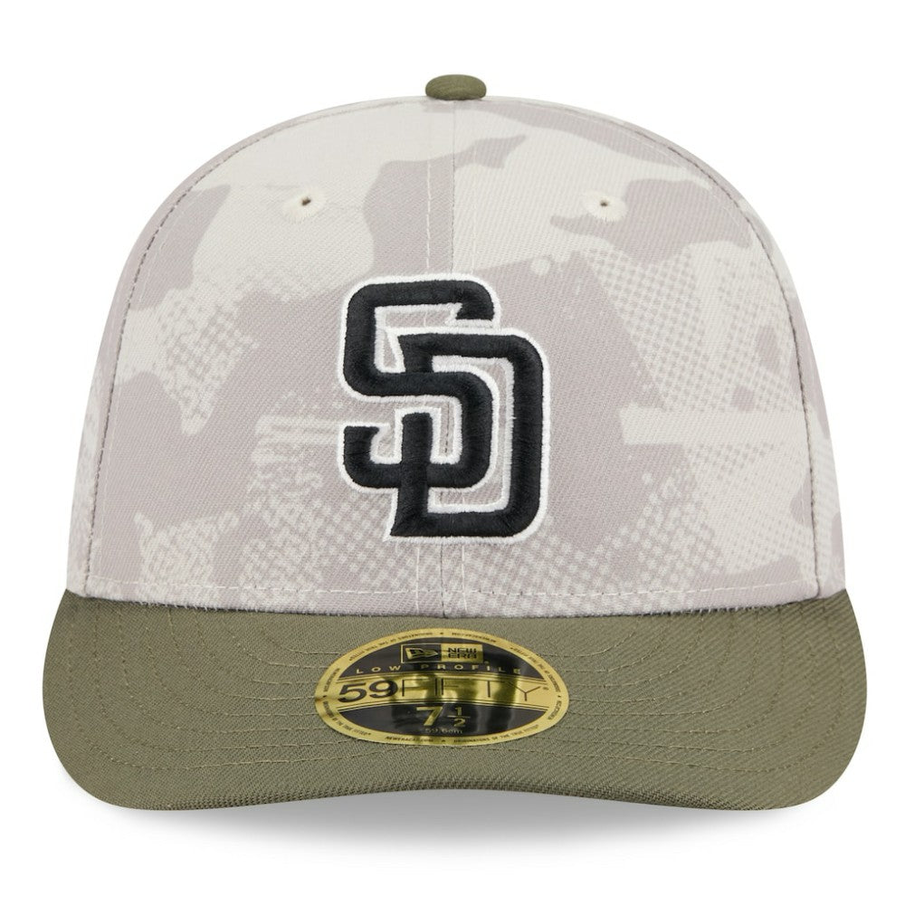 San Diego Padres 2025 Armed Forces Day Low Profile 59FIFTY Fitted Hat Light Beige/Olive