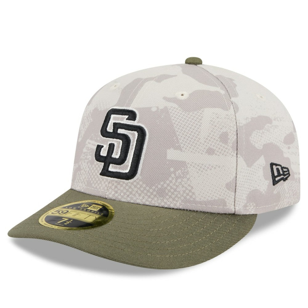 San Diego Padres 2025 Armed Forces Day Low Profile 59FIFTY Fitted Hat Light Beige/Olive