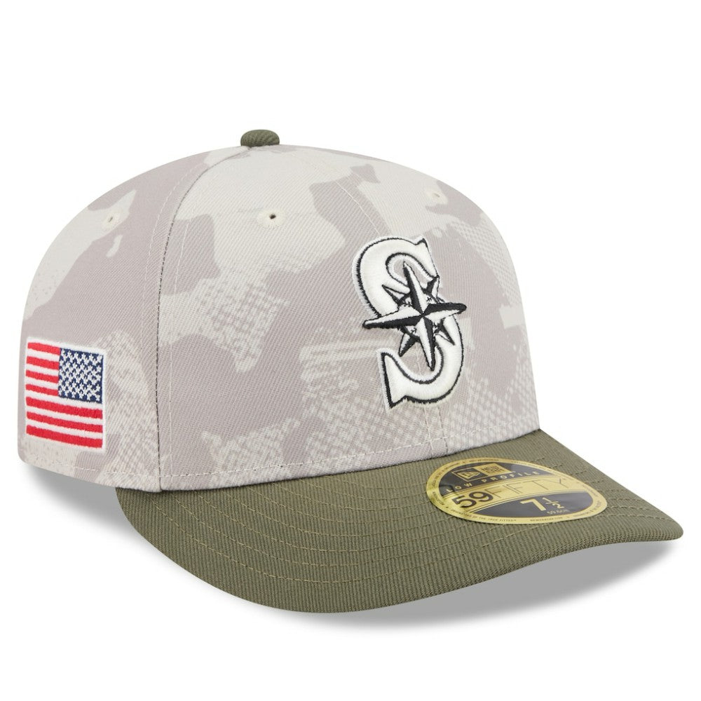Seattle Mariners 2025 Armed Forces Day Low Profile 59FIFTY Fitted Hat Light Beige/Olive