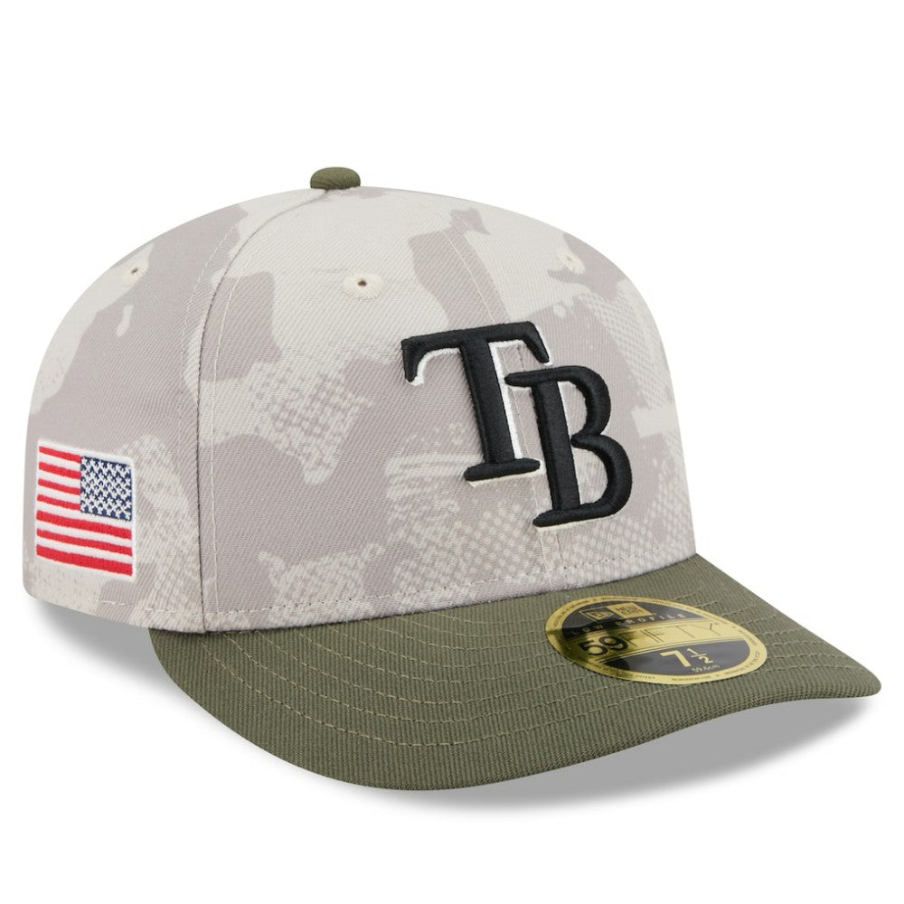 Tampa Bay Rays 2025 Armed Forces Day Low Profile 59FIFTY Fitted Hat Light Beige/Olive