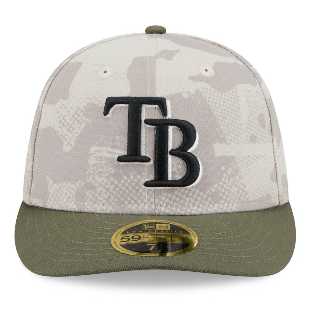 Tampa Bay Rays 2025 Armed Forces Day Low Profile 59FIFTY Fitted Hat Light Beige/Olive