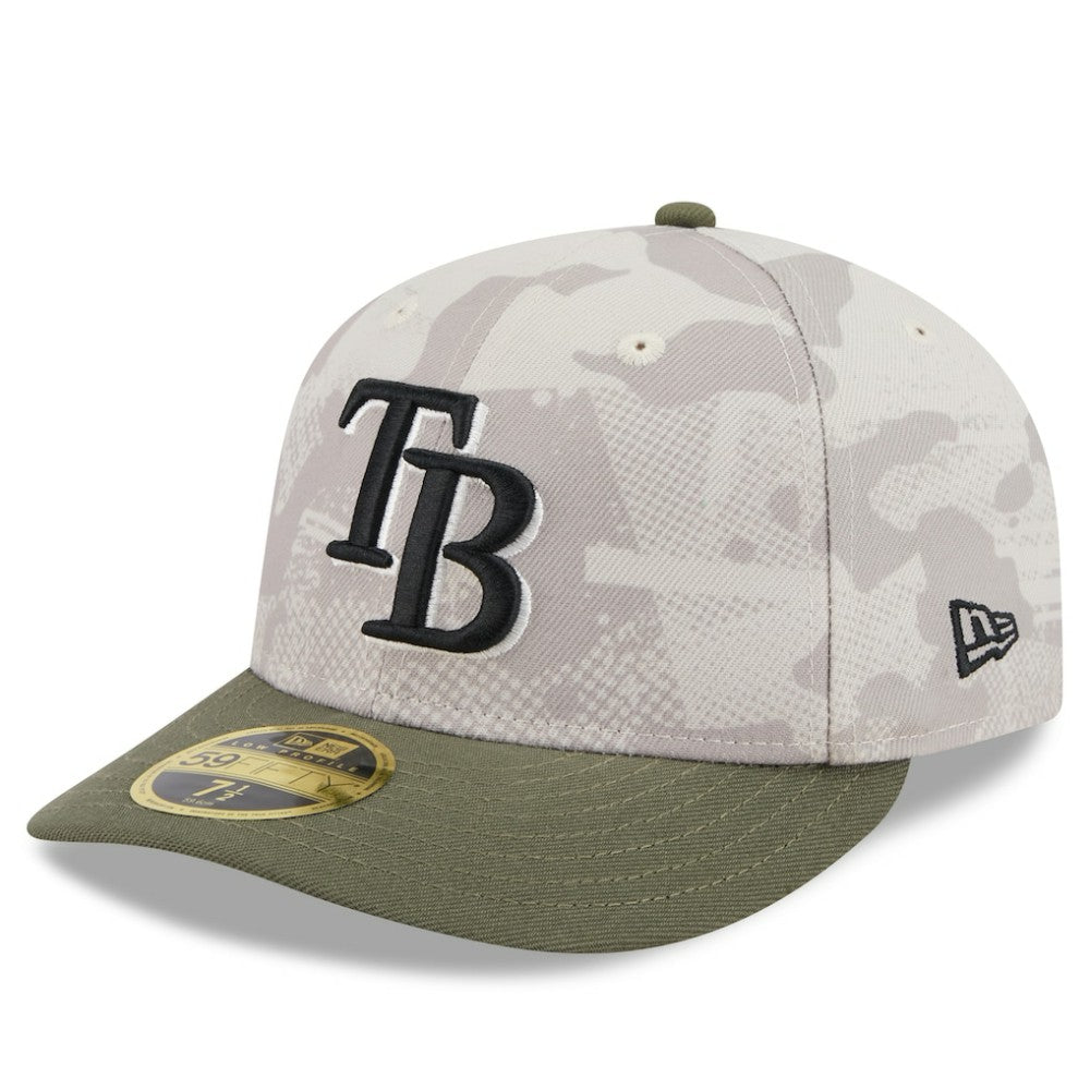 Tampa Bay Rays 2025 Armed Forces Day Low Profile 59FIFTY Fitted Hat Light Beige/Olive