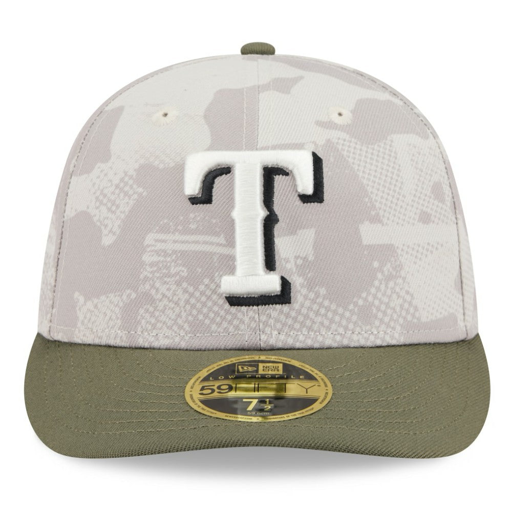 Texas Rangers 2025 Armed Forces Day Low Profile 59FIFTY Fitted Hat Light Beige/Olive
