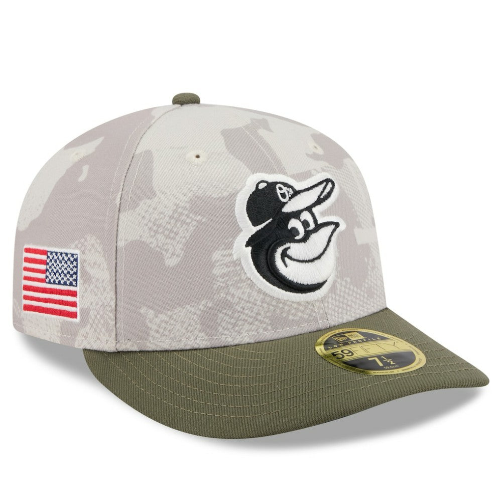 Baltimore Orioles 2025 Armed Forces Day Low Profile 59FIFTY Fitted Hat Light Beige/Olive