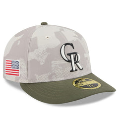 Colorado Rockies 2025 Armed Forces Day Low Profile 59FIFTY Fitted Hat Light Beige/Olive
