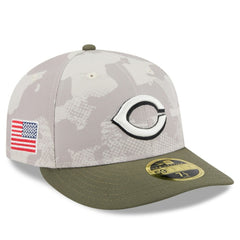Cincinnati Reds 2025 Armed Forces Day Low Profile 59FIFTY Fitted Hat Light Beige/Olive