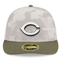 Cincinnati Reds 2025 Armed Forces Day Low Profile 59FIFTY Fitted Hat Light Beige/Olive