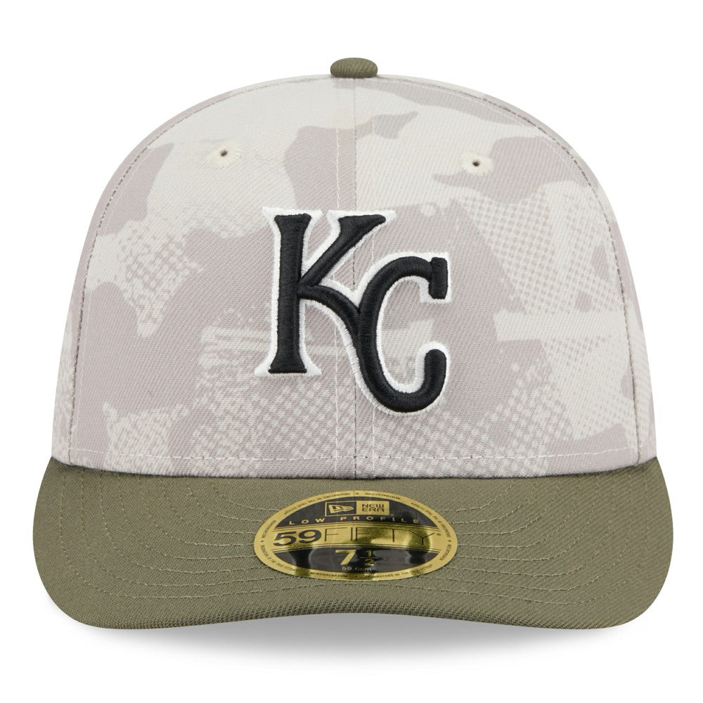 Kansas City Royals 2025 Armed Forces Day Low Profile 59FIFTY Fitted Hat Light Beige/Olive