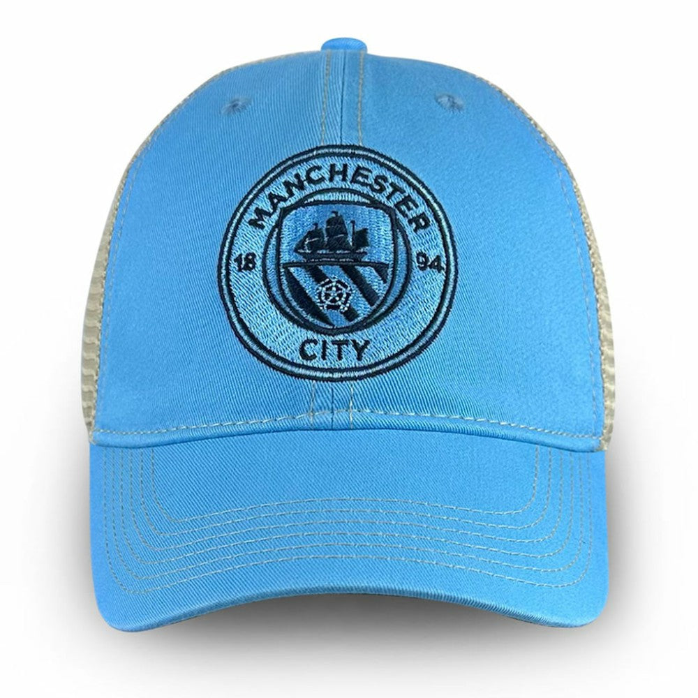 Manchester City 1863FC Mono Badge Vintage Trucker Adjustable Hat - Sky Blue online