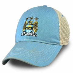 Manchester City 1863FC Retro Tea Washed Vintage Trucker Adjustable Hat - Sky Blue cheap