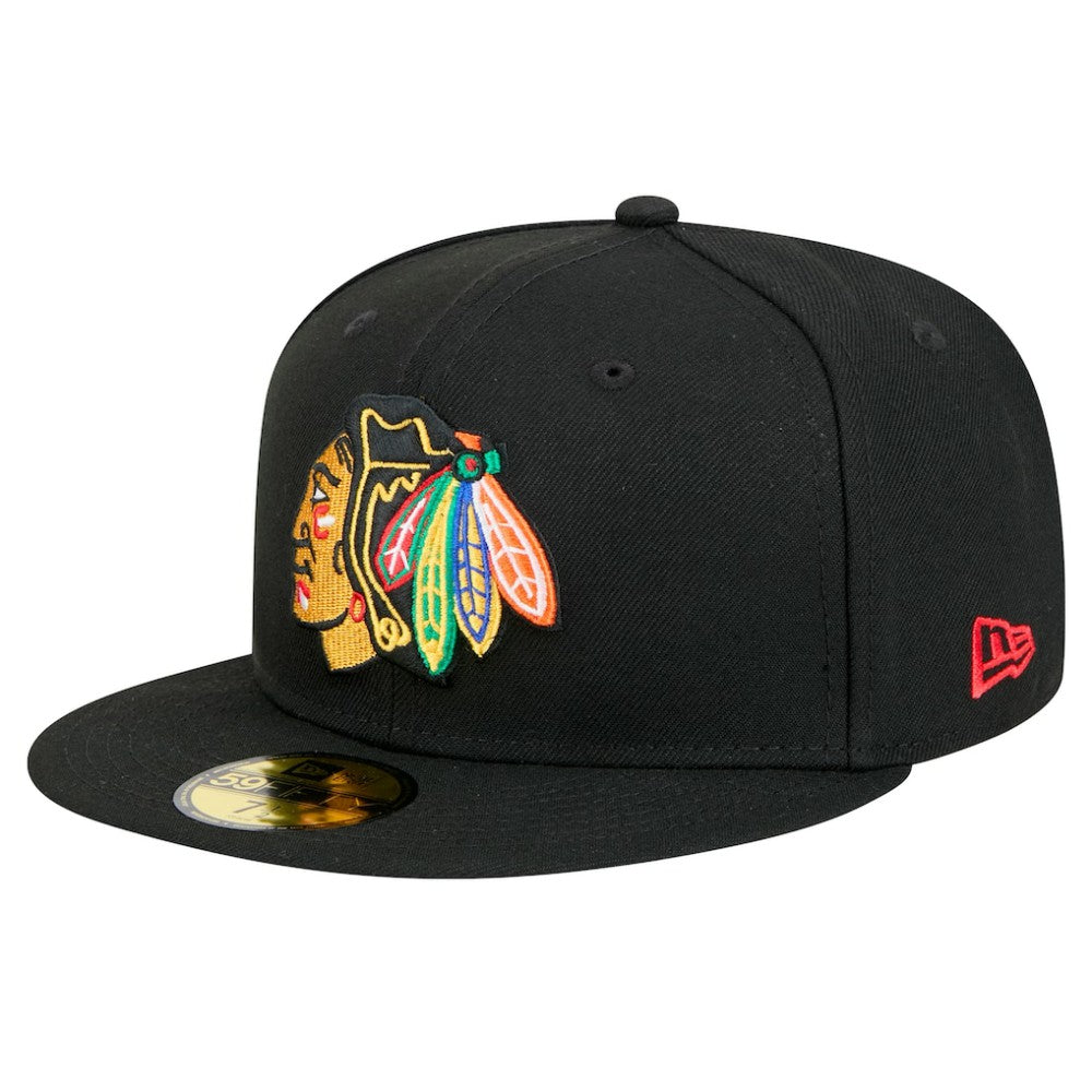 Chicago Blackhawks New Era Core 59FIFTY Fitted Hat - Black Hats